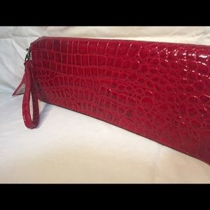 Xhilaration red clutch purse faux alligator skin